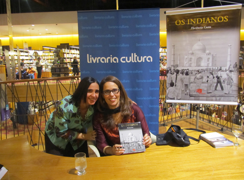 Florencia with a friend at the launch of her book.