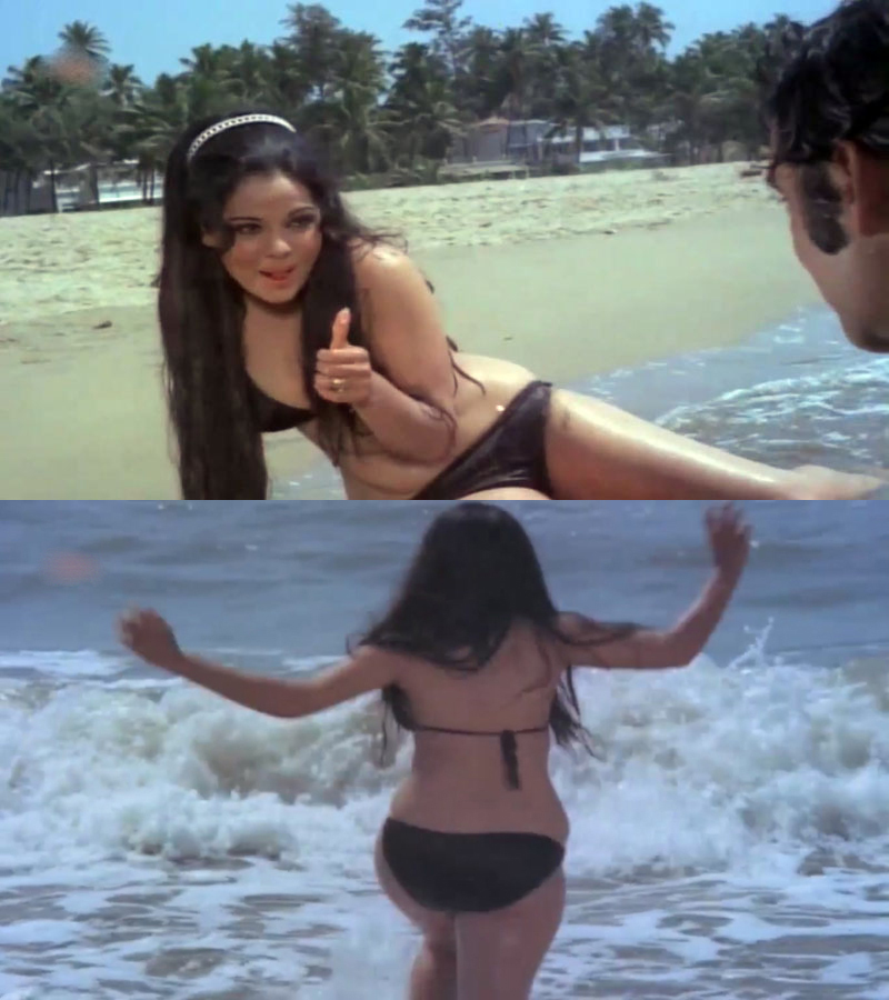 Mumtaz wearing bikini in Apradh film