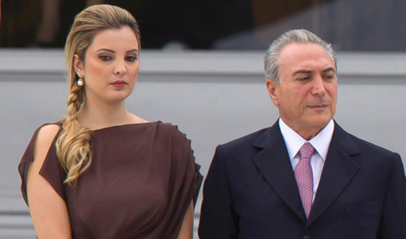Brazil First Lady Marcela Tedeschi with her husband.