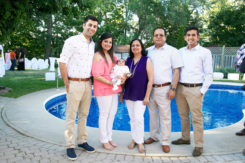 With their newly born granddaughter Myra Gupta. (Lto R): Devesh Gupta, Shivani Gupta, Myra Gupta, Poonam Sharma, Kuldeep Sharma, and Sameer Sharma.