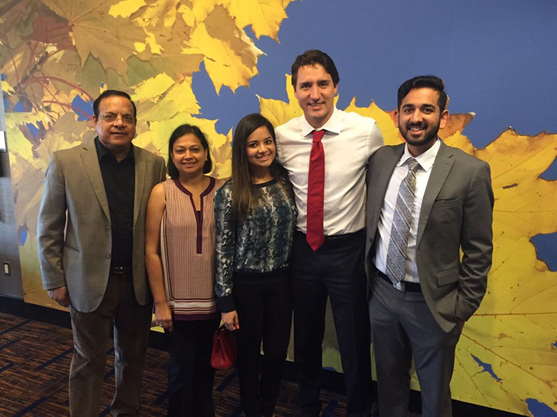 Kuldeep Sharma and family with Prime Minister Justin Trudeau