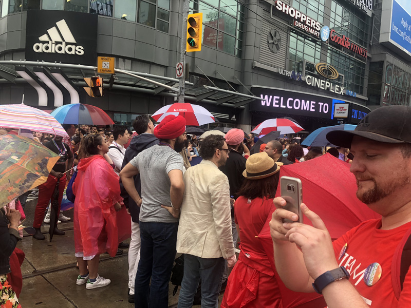 Navdeep Bains (red turban) in Toronto Pride Parade