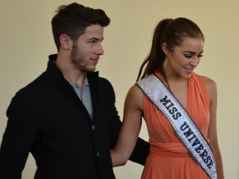 Nick Jonas with 2012 Miss Universe Olivia Culpo