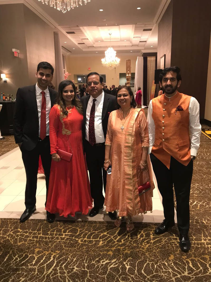 Devesh Gupta and Shivani with her parents and brother Sameer.