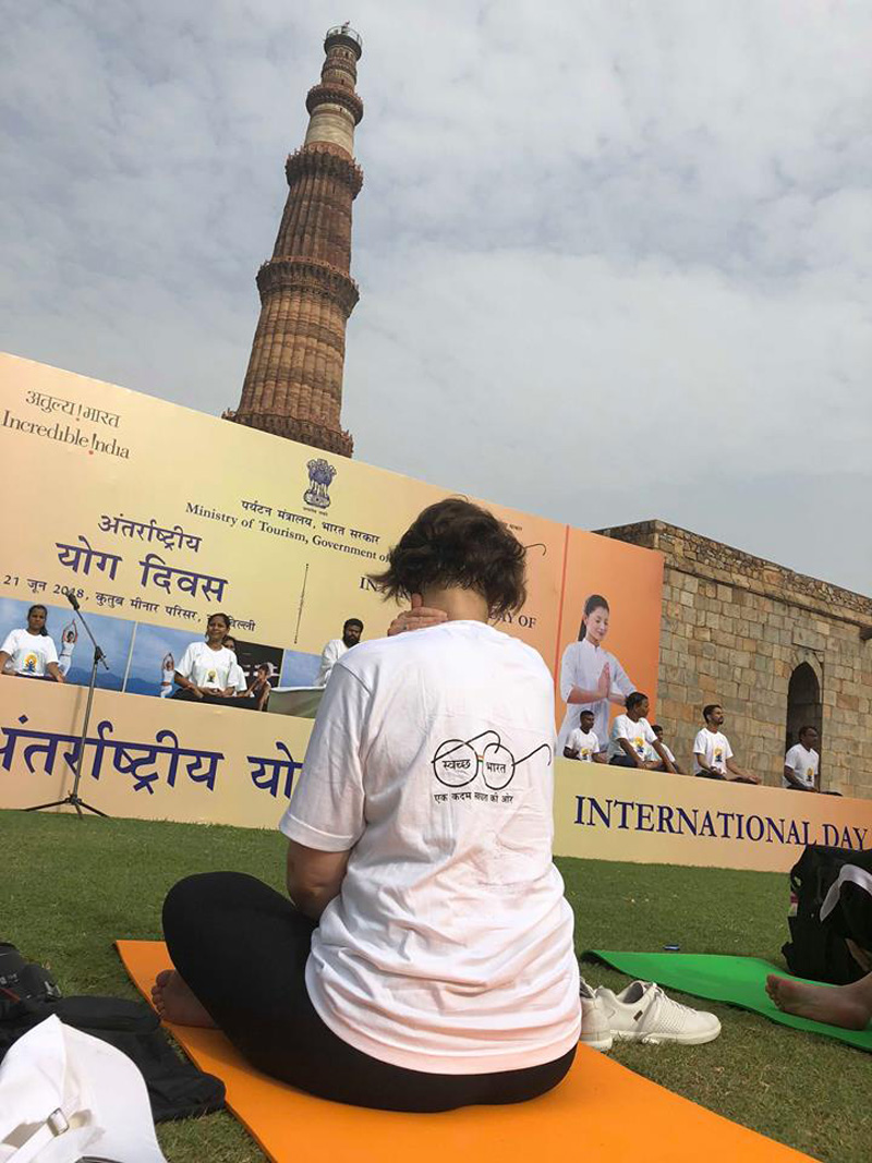 Shannon Skinner at International Day of Yoga in New Delhi