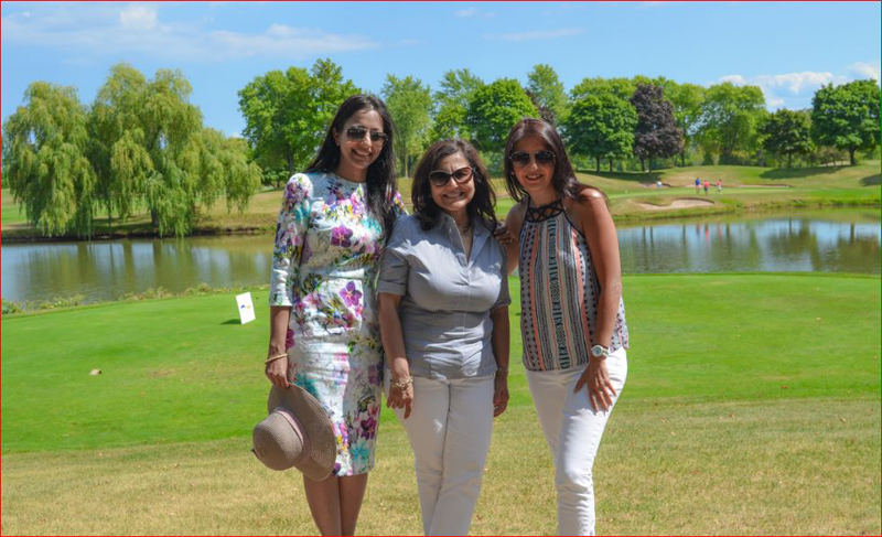 Rachna Goel with Nimmi Papneja (centre) and Sangeeta Bajaj (left) at AIM for SEVA Golf event.