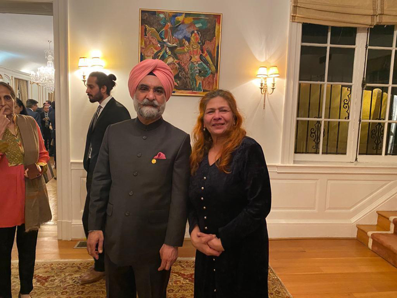 Ambassador Sandhu with journalist Surekha Vijh