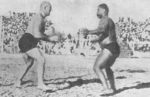 Gama (right) wrestling-with-Stanislaus-Zbyszko-in-Patiala-in-1928