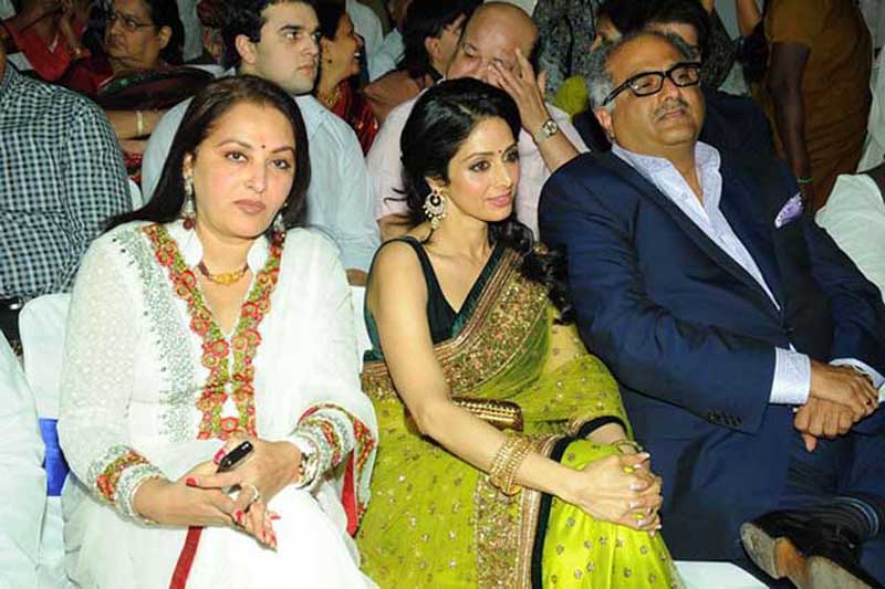 Jaya Prada (extreme left) with Sridevi and her husband Boney Kapoor.
