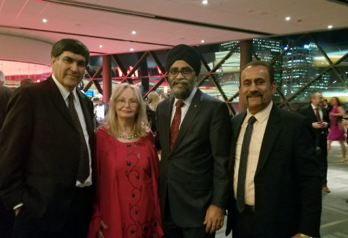 Subhash Khanna (extreme left) seen with Canadian defence minister Harjit Sajjan