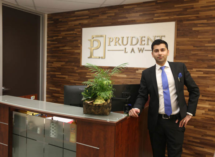 Devesh Gupta in his Prudent Law office in Mississauga.