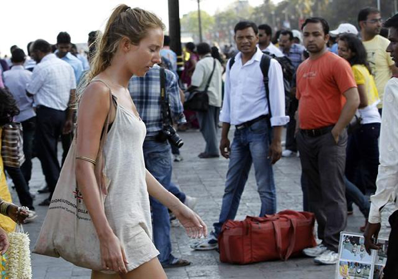 Foreign women tourists in India face stares from men.