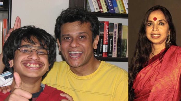 Shonali Bose with her husband and son