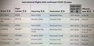 COVID flights Toronto airport